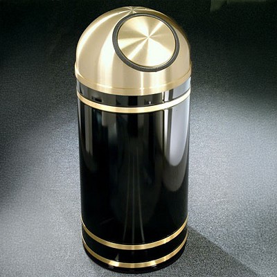 Glaro 8-Gallon 'Monte Carlo' WasteMaster Collection Dome Top Self Closing Waste Receptacles With Satin Brass Bands & Covers Designer Color Finish 