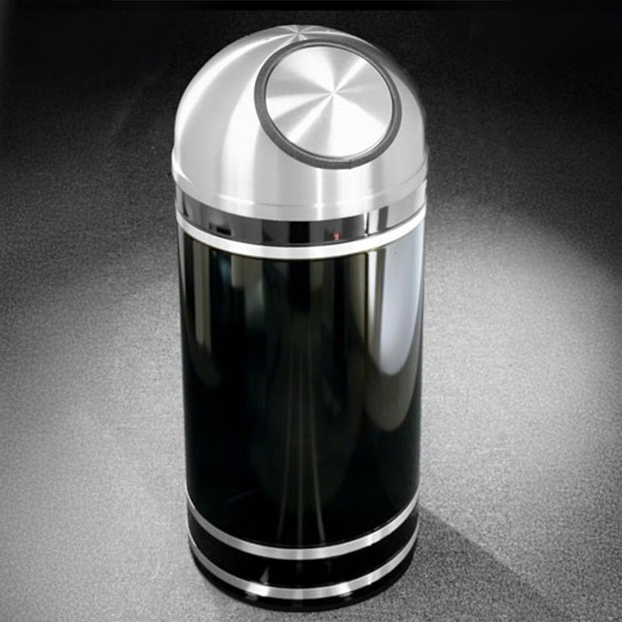 Glaro 8-Gallon 'Monte Carlo' WasteMaster Collection Dome Top Self Closing Waste Receptacles With Satin Aluminum Bands & Covers Designer Color Finish 