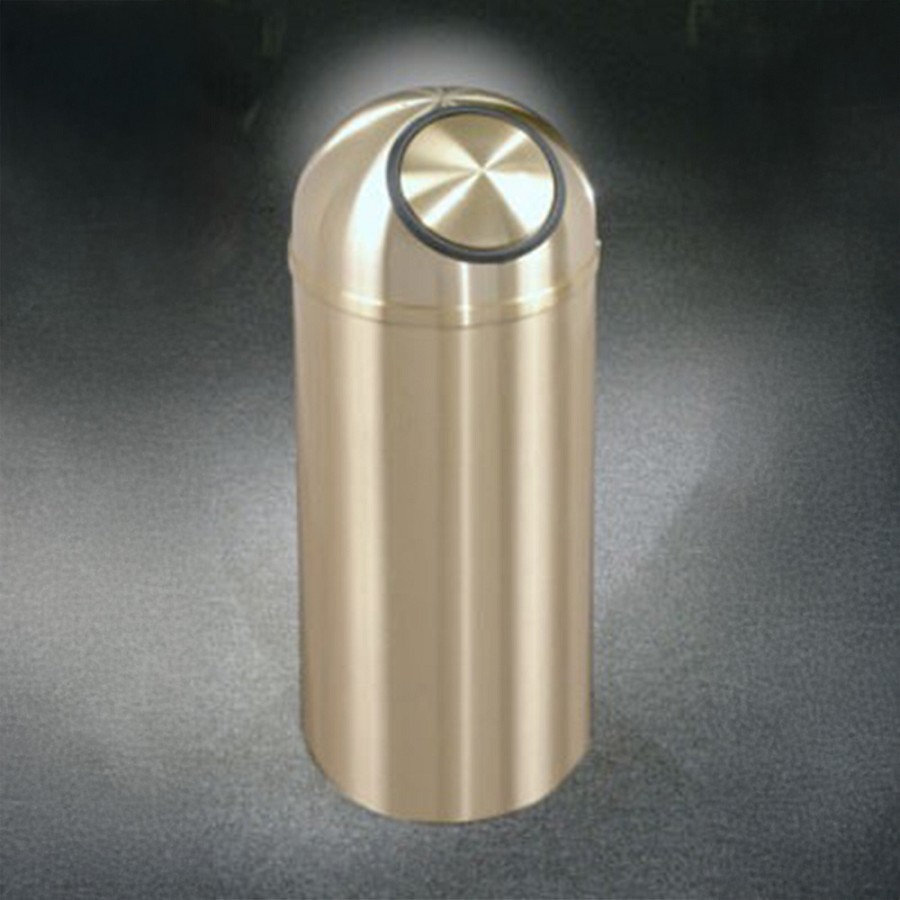 Glaro 16-Gallon 'Atlantis' WasteMaster Collection Dome Top Self Closing Waste Receptacles Satin Brass 