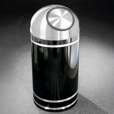 Glaro 16-Gallon 'Monte Carlo' WasteMaster Collection Dome Top Self Closing Waste Receptacles With Satin Aluminum Bands & Covers Designer Color Finish 
