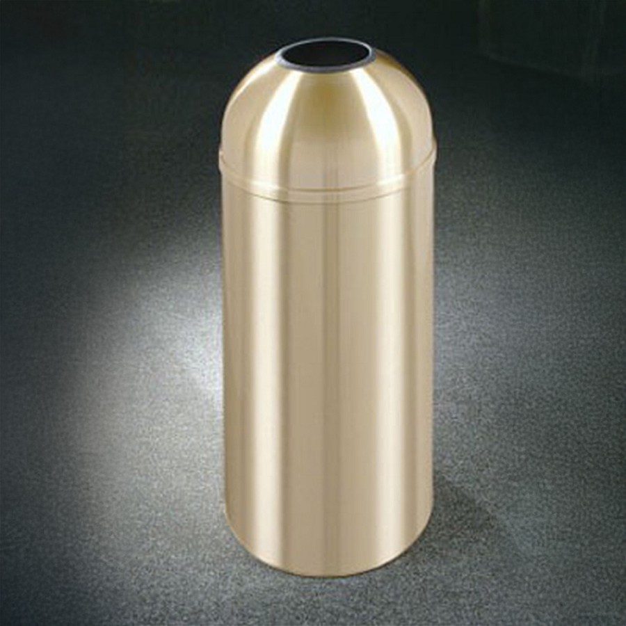 Glaro 8-Gallon 'Atlantis' WasteMaster Collection Open Dome Top Waste Receptacles Satin Brass 