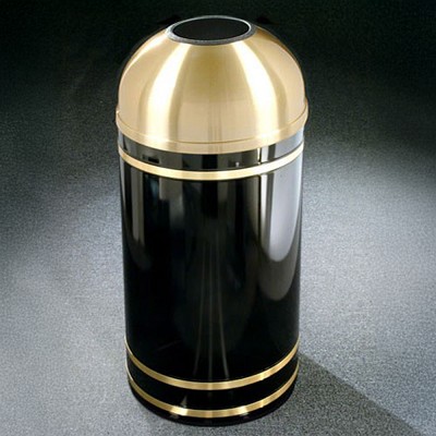Glaro 16-Gallon 'Monte Carlo' WasteMaster Collection Open Dome Top Waste Receptacles With Satin Brass Bands & Covers Designer Color Finish 