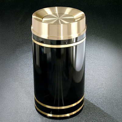 Glaro 16-Gallon 'Monte Carlo' WasteMaster Collection Tip Action Top Waste Receptacles With Satin Brass Bands & Covers Designer Color Finish 