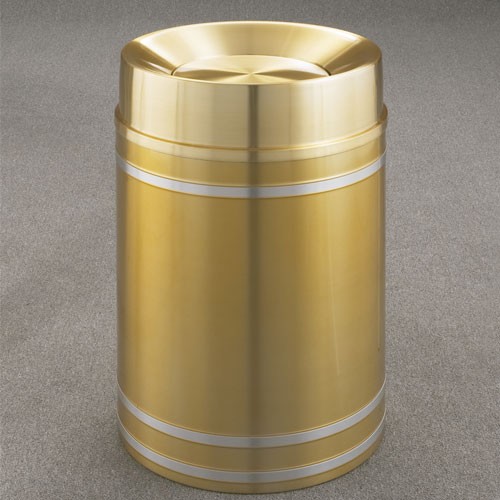 Glaro 33-Gallon 'Capri' WasteMaster Collection Tip Action Top Waste Receptacles Satin Brass With Satin Aluminum Bands 