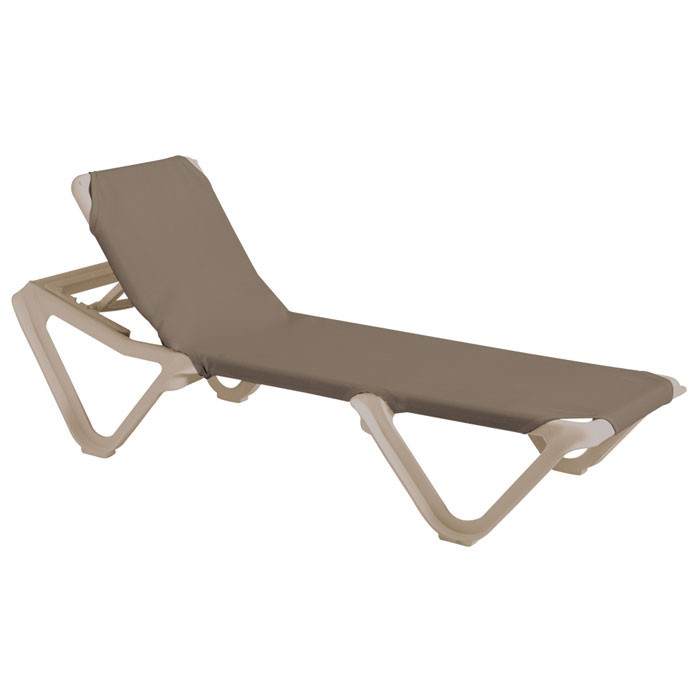 Grosfillex Nautical Stacking Adjustable Sling Chaise Sandstone Frame/Taupe Sling 12 Per Case Price Per Each 