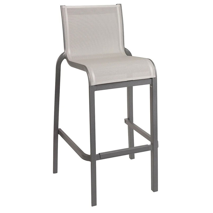 Grosfillex Sunset Stacking Armless Barstool Solid Gray/Volcanic Black 8 Per Case Price Per Each 