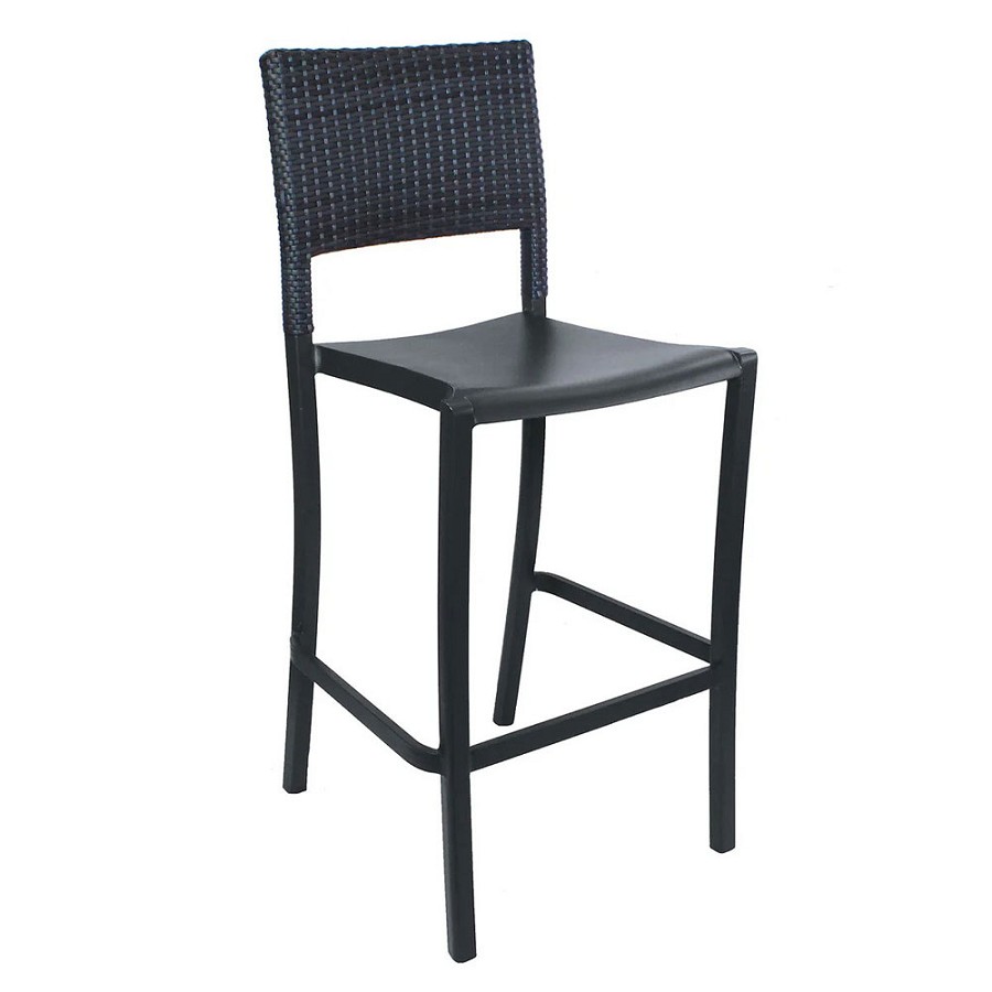 Grosfillex Java Wicker Stacking Armless Barstool Charcoal 8 Per Case Price Per Each 