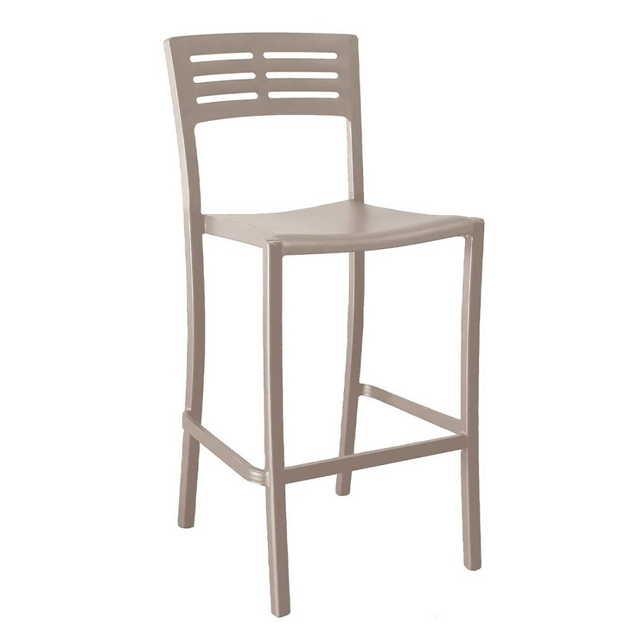 Grosfillex Vogue Stacking Armless Barstool French Taupe 8 Per Case Price Per Each 