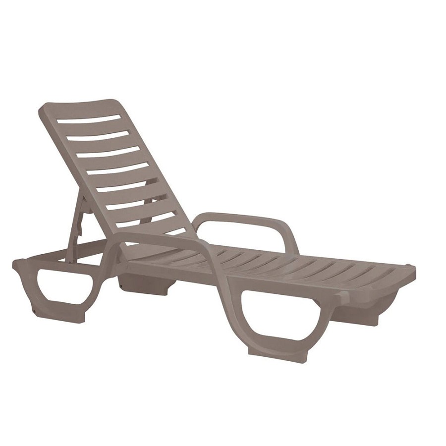 Grosfillex Bahia Stacking Adjustable Chaise French Taupe 18 Per Case Price Per Each 