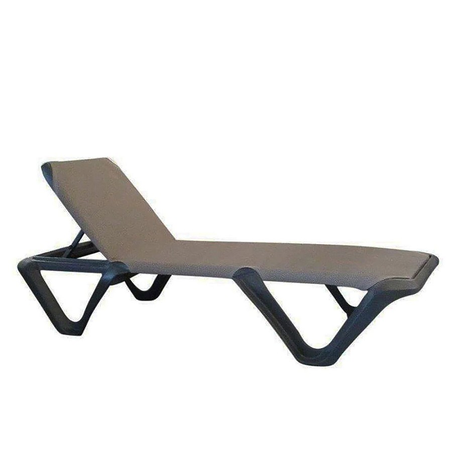 Grosfillex Nautical Pro Stacking Adjustable Sling Chaise Charcoal Frame/Espresso Sling 12 Per Case Price Per Each 