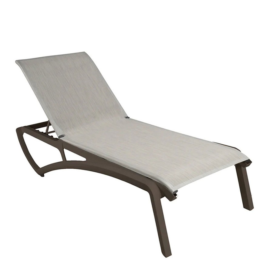 Grosfillex Sunset Stacking Chaise Lounge Beige/Fusion Bronze 12 Per Case Price Per Each 