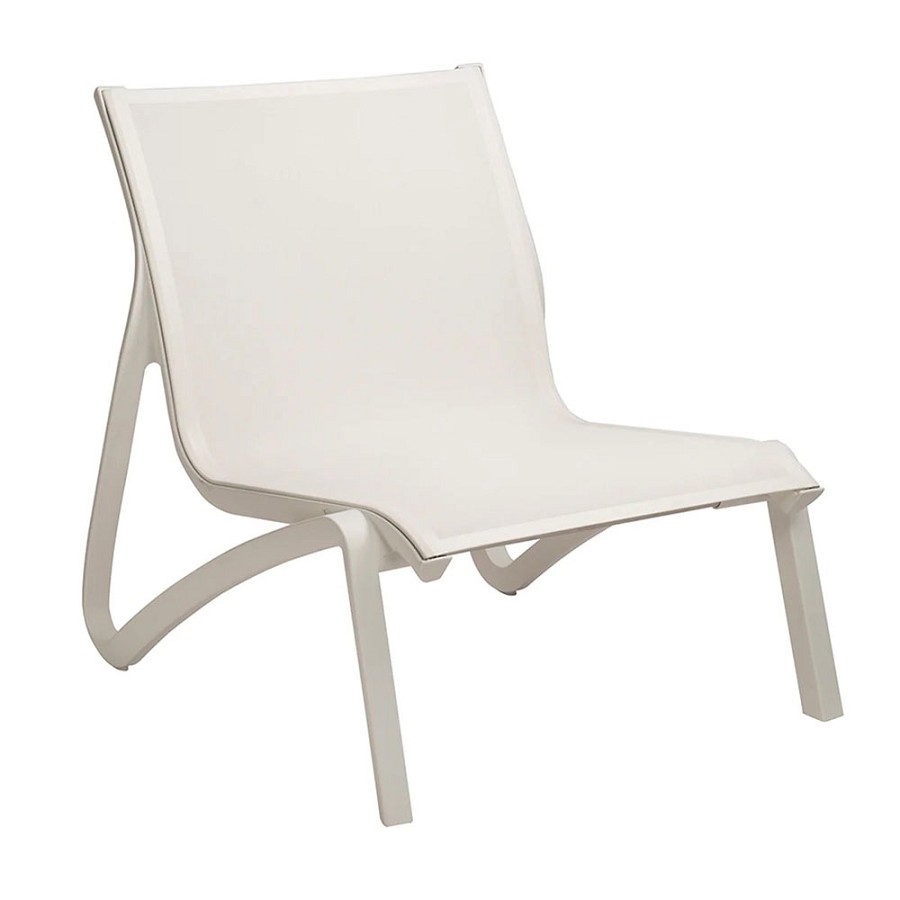 Grosfillex Sunset Stacking Armless Lounge Chair White/Glacier White 4 Per Case Price Per Each 