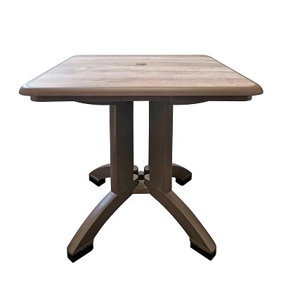 Grosfillex 32' Aquaba Square Table With Umbrella Hole Ranch Décor/Bronze Base 2 Per Case Price Per Each 