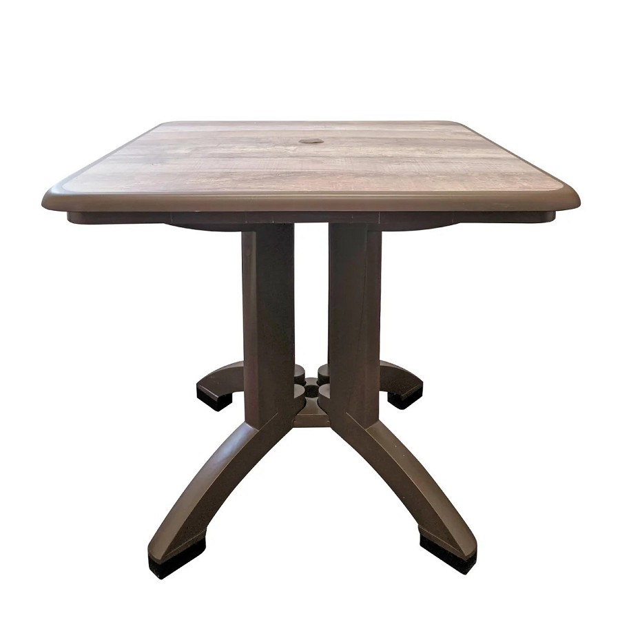 Grosfillex 32' Aquaba Square Table With Umbrella Hole Ranch Décor/Bronze Base 2 Per Case Price Per Each 