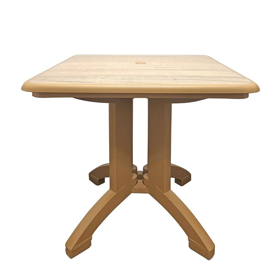 Grosfillex 32' Aquaba Square Table With Umbrella Hole Sawcut Décor/Teakwood Base 2 Per Case Price Per Each 