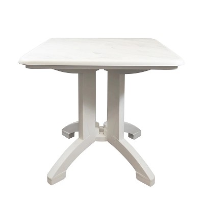 Grosfillex 32' Aquaba Square Table With Umbrella Hole White Marble Décor/White Base 2 Per Case Price Per Each 
