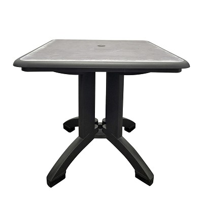 Grosfillex 32' Aquaba Square Table With Umbrella Hole Zinc Décor/Charcoal Base 2 Per Case Price Per Each 