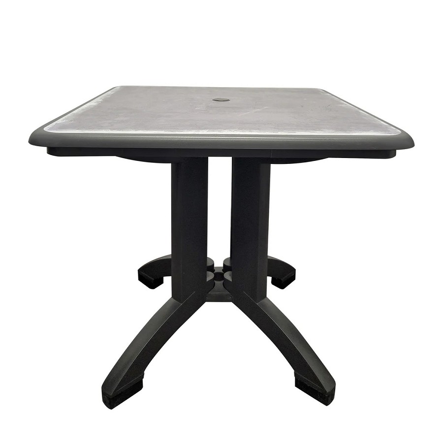 Grosfillex 32' Aquaba Square Table With Umbrella Hole Zinc Décor/Charcoal Base 2 Per Case Price Per Each 