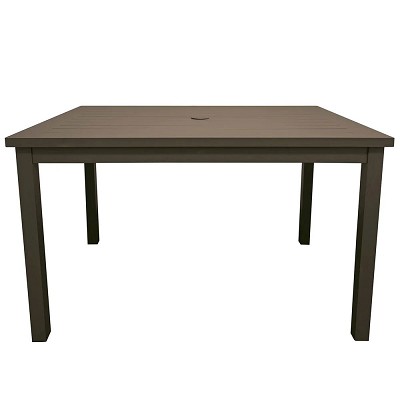 Grosfillex 48' x 34'  Sigma Dining Height Aluminum Table With Umbrella Fusion Bronze 