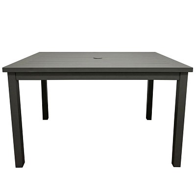 Grosfillex 48' x 34'  Sigma Dining Height Aluminum Table With Umbrella Volcanic Black 