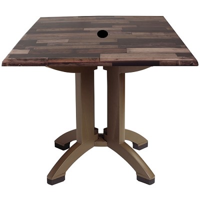 Grosfillex 32' Atlanta Square Table With Umbrella Hole Shiplap 