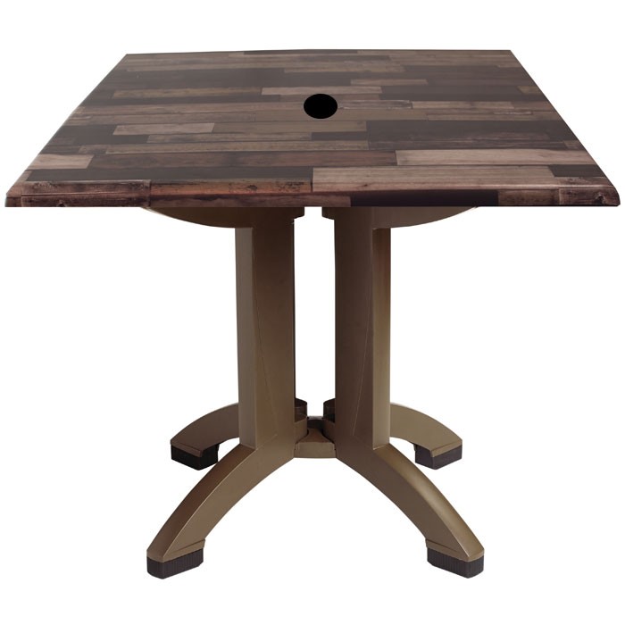 Grosfillex 32' Atlanta Square Table With Umbrella Hole Shiplap 
