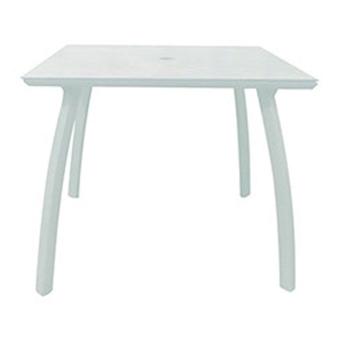 Grosfillex 36' Sunset Square Table With Umbrella Hole White/Glacier White 