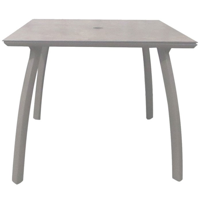 Grosfillex 36' Sunset Square Table With Umbrella Hole Granite/Platinum Gray 