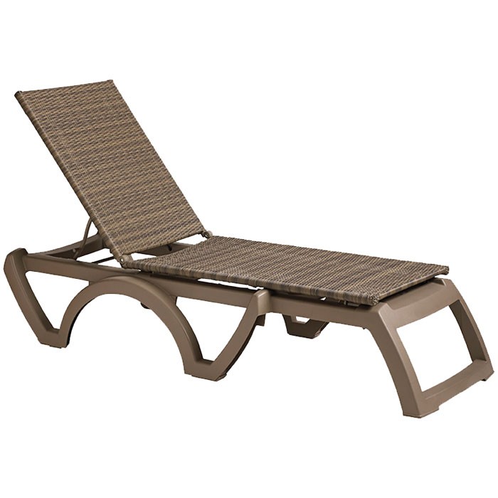 Grosfillex Java All-Weather Wicker Chaise Taupe Frame/Taupe Weave 2 Per Case Price Per Each 