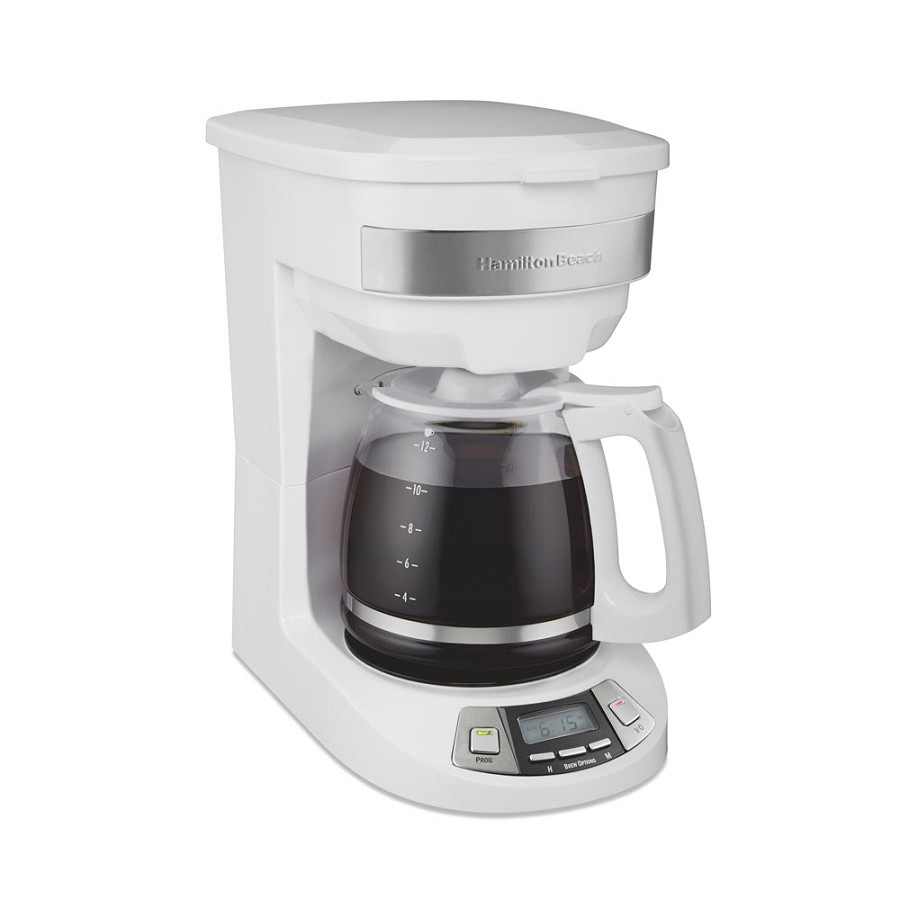 Hamilton Beach Commercial 46294J 12 Cup Programmable Coffee Maker With Glass Carafe White 2 Per Case Price Per Each 