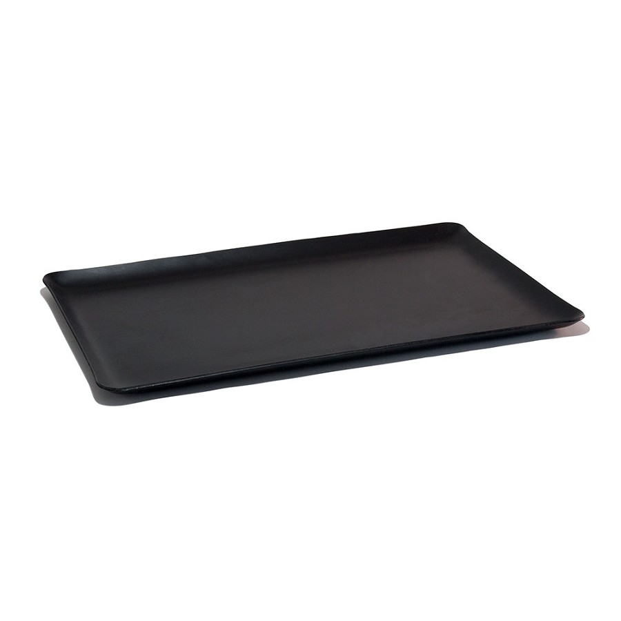 Hapco Rectangular Vegan Leatherette Laminated Service Tray Black 12 Per Case Price Per Each 