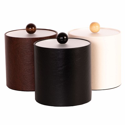 Hapco Signature Collection 3 Qt. Round Ice Bucket With Flat Frost Acrylic Lid & Wood Knob 12 Per Case Price Per Each 