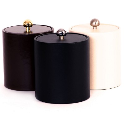 Hapco Executive Series 3 Qt. Round Vinyl Padded Ice Bucket With Vinyl Lid & Metal Knob 12 Per Case Price Per Each 