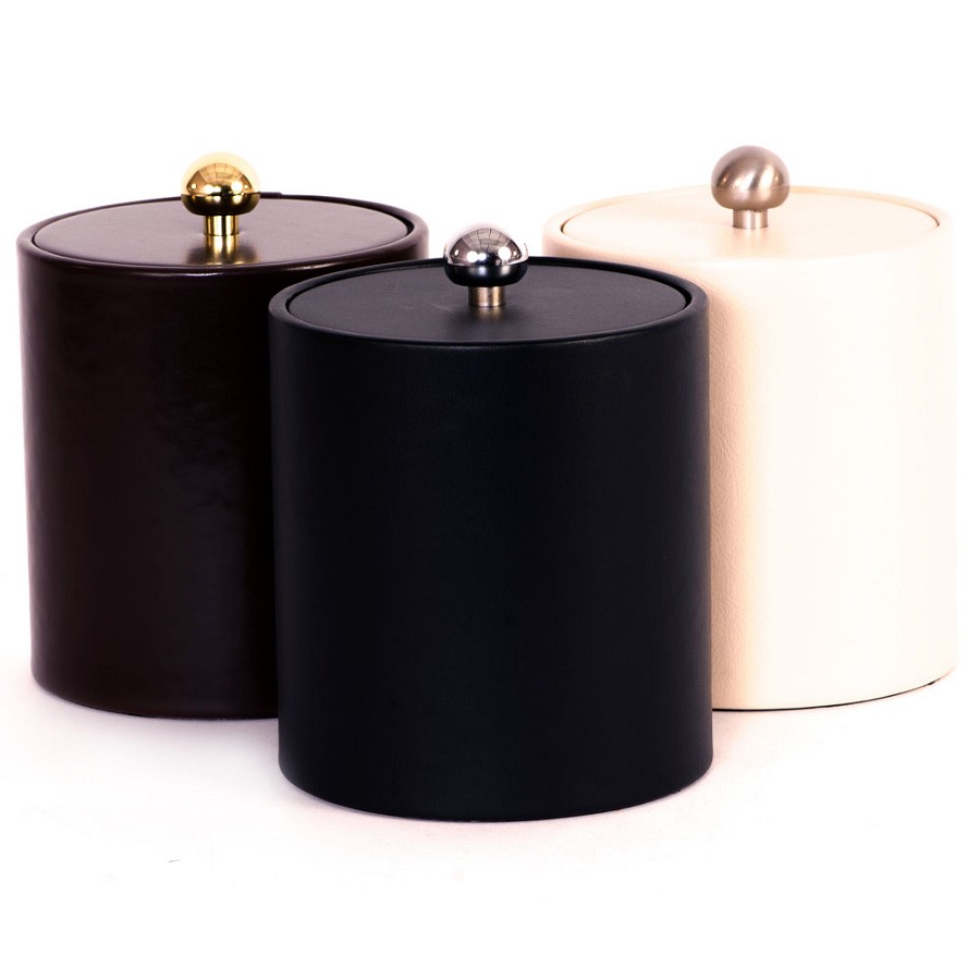 Hapco Executive Series 3 Qt. Round Vinyl Padded Ice Bucket With Vinyl Lid & Metal Knob 12 Per Case Price Per Each 