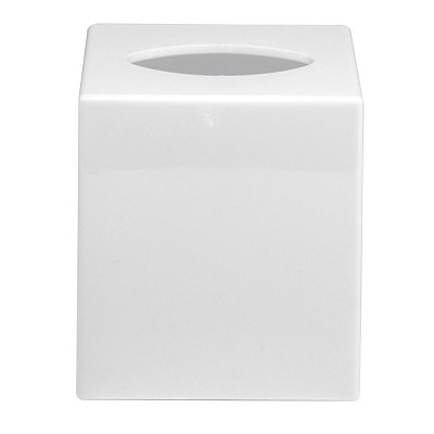 Hapco Lacquerware High Gloss Plastic Boutique Tissue Box Cover Squared Edges Without Bottom White 12 Per Case Price Per Each 