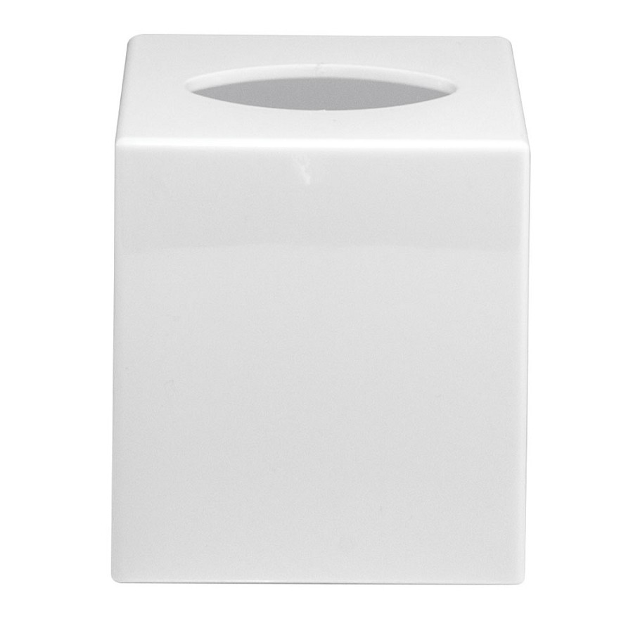 Hapco Lacquerware High Gloss Plastic Boutique Tissue Box Cover Squared Edges Without Bottom White 12 Per Case Price Per Each 
