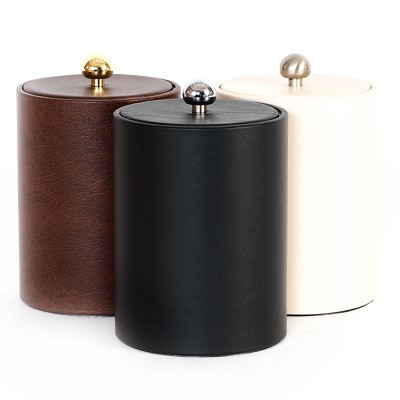 Hapco Signature Collection 2 Qt. Round Tall Ice Bucket With Vinyl Lid & Metal Ball Knob 12 Per Case Price Per Each 