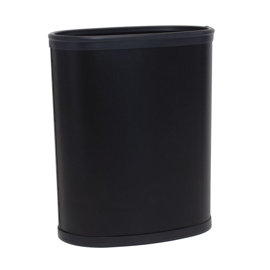 Hapco 14 Qt. Oval Leatherette Wrapped Plastic Wastebasket With Top And Bottom Bumpers 8 Per Case Price Per Each 
