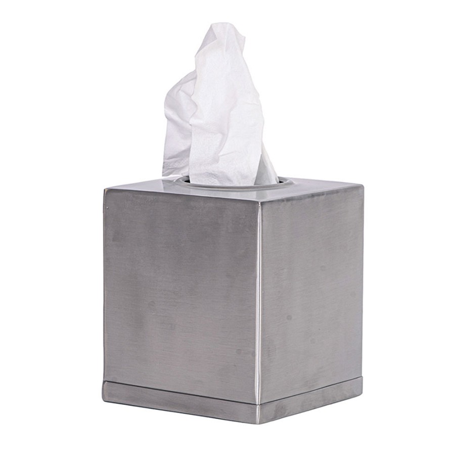 Hapco #S110 Brushed Metal Boutique Tissue Box Cover With Open Bottom 12 Per Case Price Per Each 