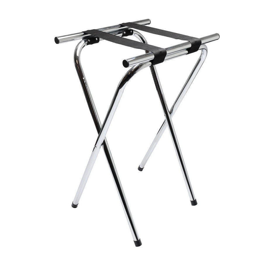 Hospitality 1 Source 31' Steel Tray Stand With Black Straps Chrome 2 Per Case Price Per Each 