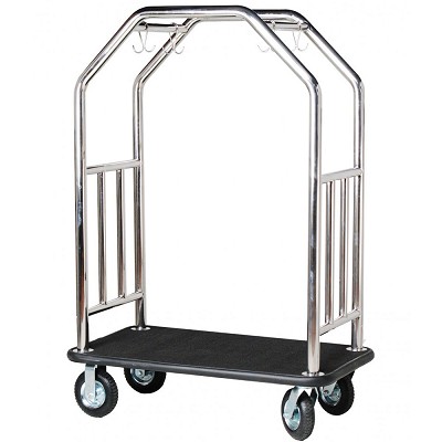 Hospitality 1 Source Estate Series Bellman's Cart With 8” Fully Pneumatic Wheels Stainless Steel 