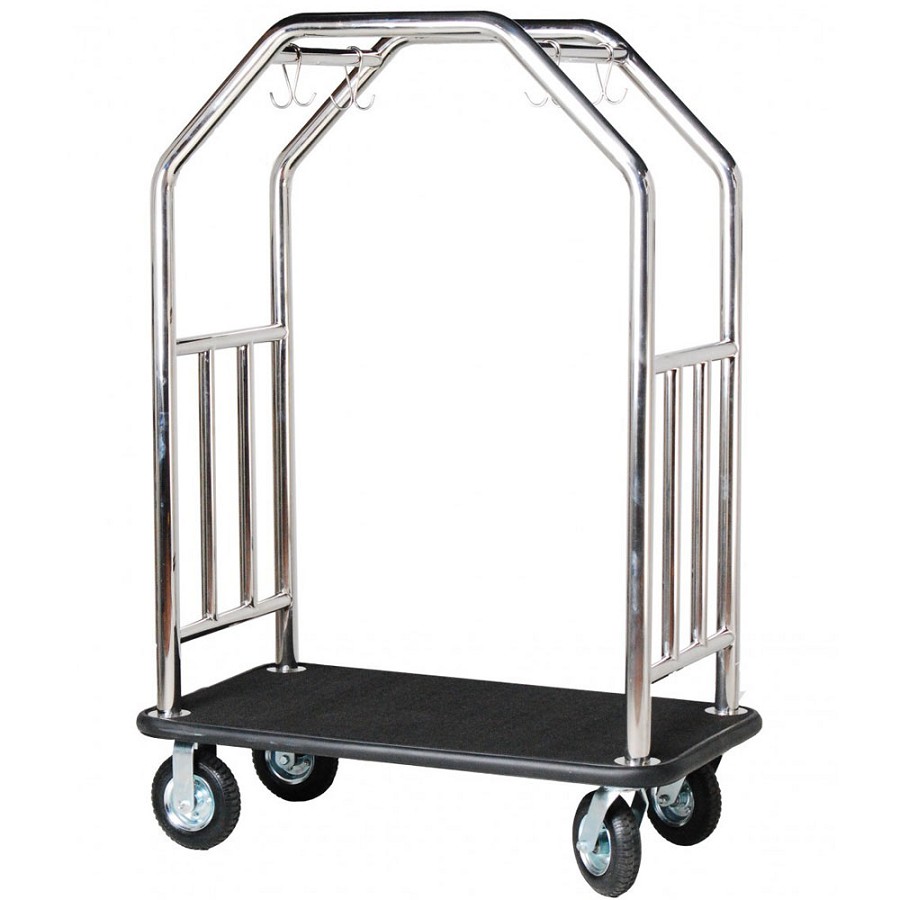 Hospitality 1 Source Estate Series Bellman's Cart With 8” Fully Pneumatic Wheels Stainless Steel 