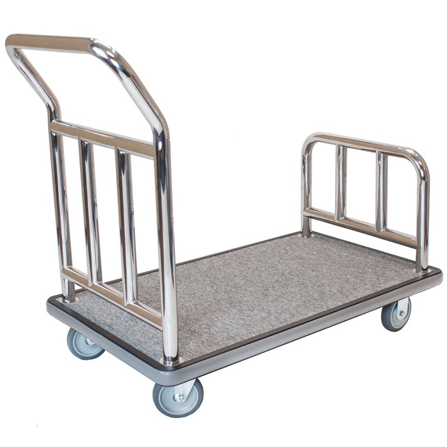 Hospitality 1 Source Utility Cart With 5' Semi-Pneumatic Wheels Stainless Steel/Grey Carpet 