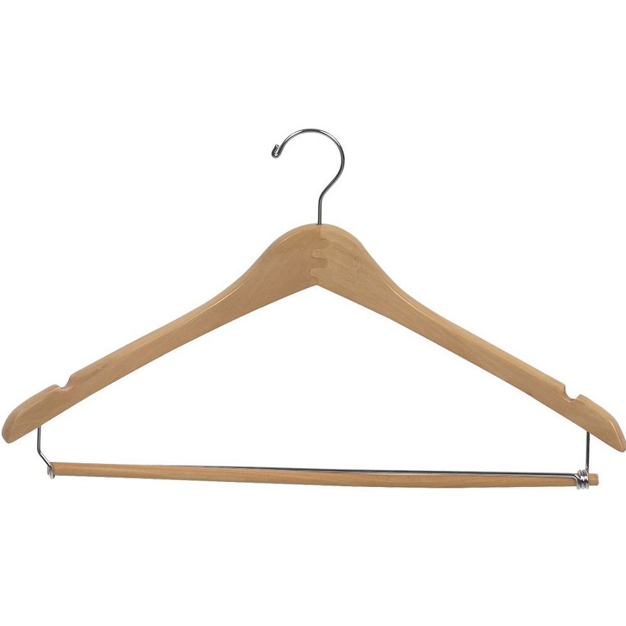 Men's 17' Contour Suit Hanger Natural Wood With Nickel Hardware 100 Per Case Price Per Case 