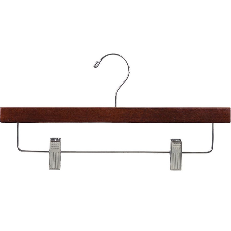 14' Bottom Hanger With Clips Walnut Stain Wood With Nickel Hardware 100 Per Case Price Per Case 