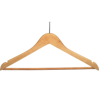 Men's 17' Anti-Theft Flat Suit Hanger Natural Wood With Chrome Hardware 100 Per Case Price Per Case 
