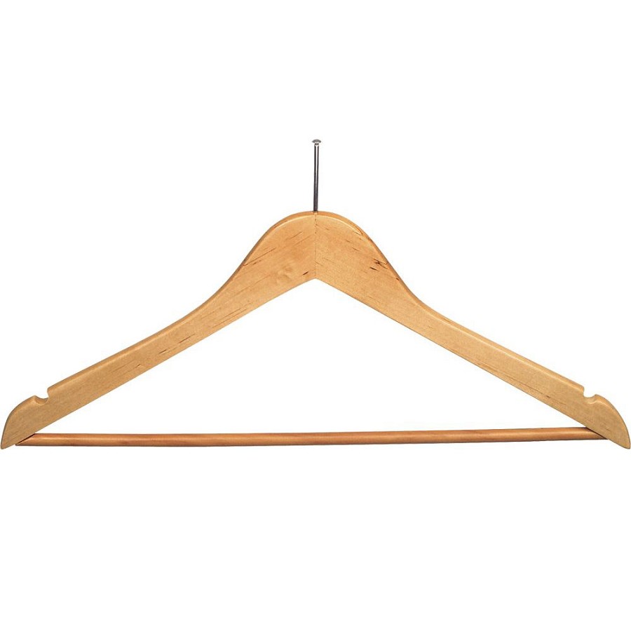 Men's 17' Anti-Theft Flat Suit Hanger Natural Wood With Chrome Hardware 100 Per Case Price Per Case 
