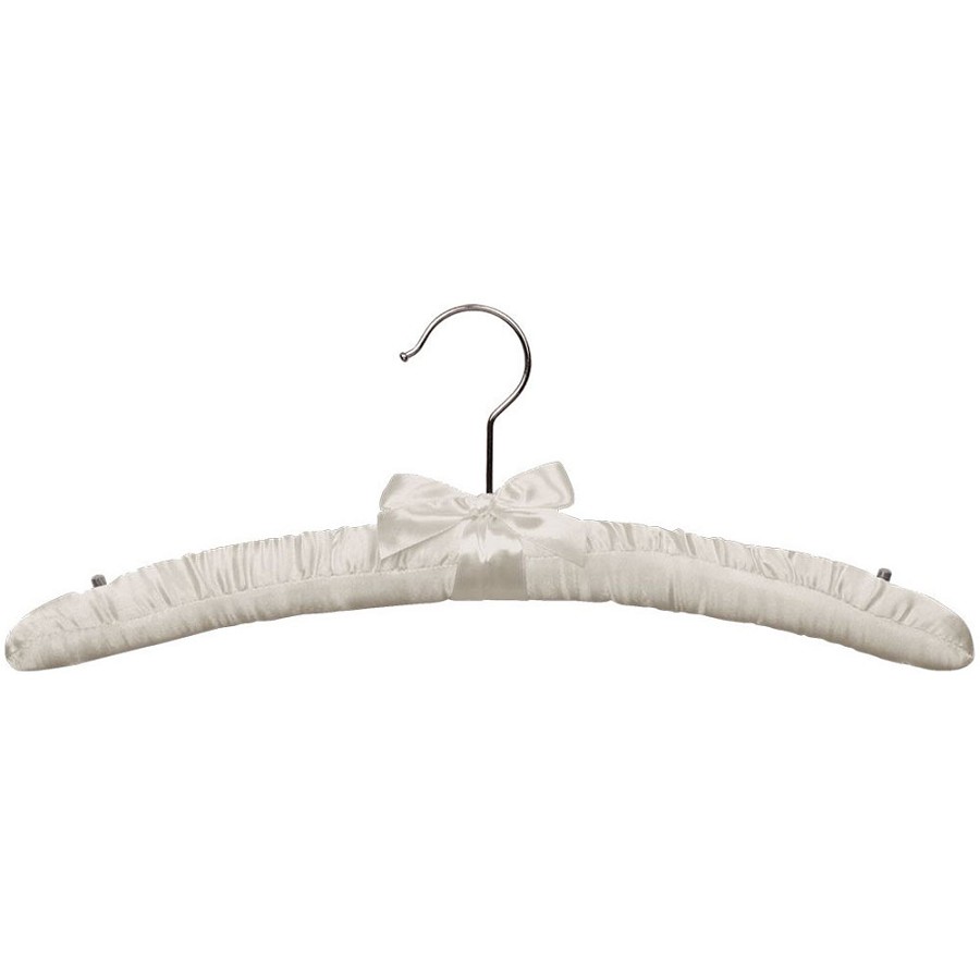 16' Padded Top Hanger With Bow Ivory Satin With Chrome Hardware 100 Per Case Price Per Case 