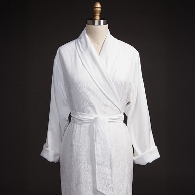 Telegraph Hill Seersucker Double Layer Bathrobe 100% Microfiber White 6 Per Case Per Each 