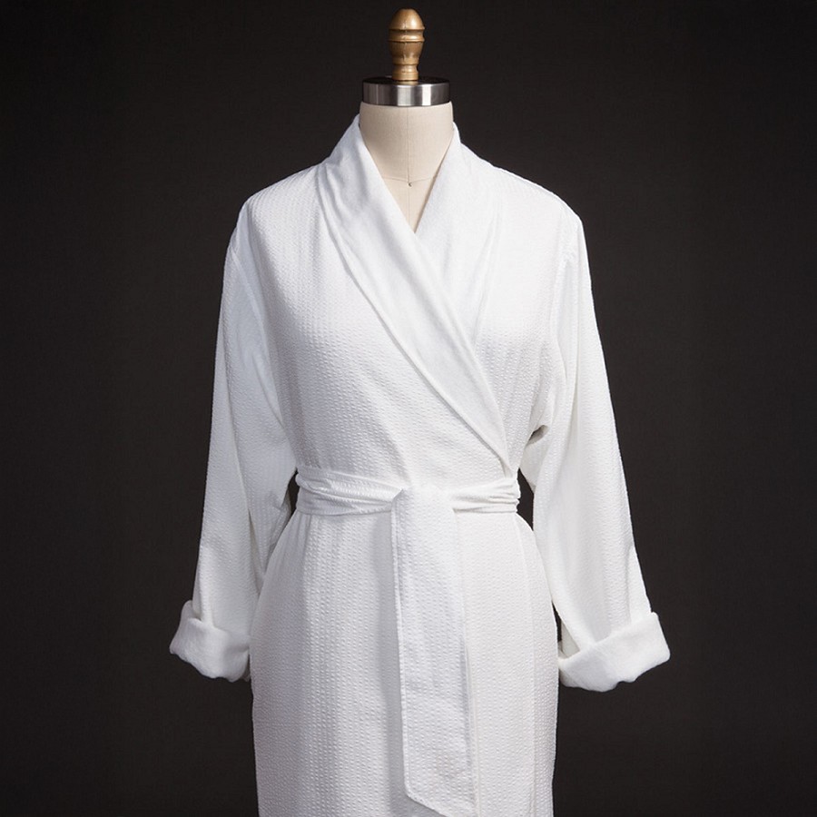 Telegraph Hill Seersucker Double Layer Bathrobe 100% Microfiber White 6 Per Case Per Each 
